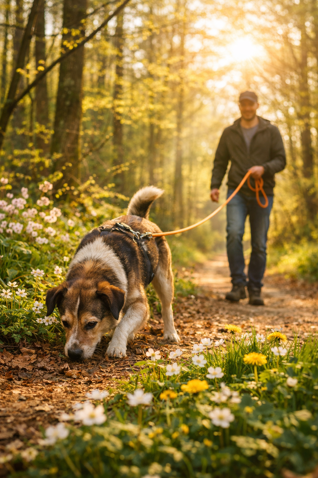 Person mit Hund am Mantrailing
